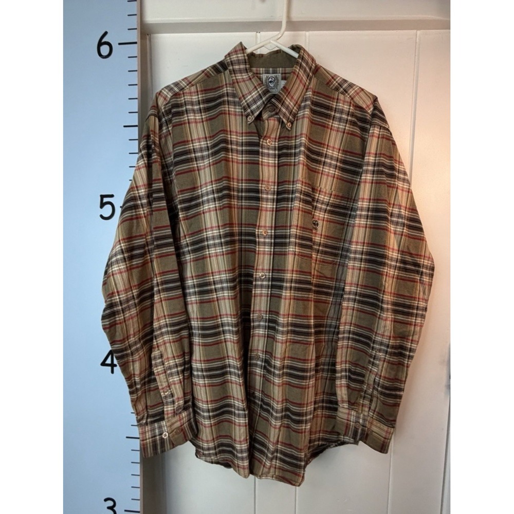 Cinch Western Brown Plaid Cotton Button Up Long Sleeve Shirt Men's Large